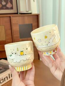 1 chiếc cốc sứ vẽ tay hình động vật, cốc uống nước dễ thương và tiện dụng tại nhà, cốc kiểu cổ điển với thiết kế dập nổi 3D, cốc cà phê độc đáo. - Nhiều màu - Xem 12