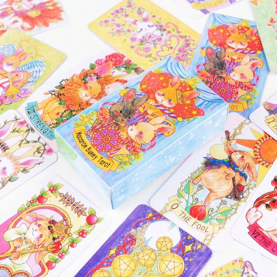 Bộ bài Tarot Thỏ Macaron: Những hình minh họa ngộ nghĩnh cho bộ bài bói toán đầy mê hoặc. - Nhiều màu - Xem 1