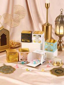 Hộp giấy rỗng hai lớp, 10 chiếc/gói, dùng làm quà tặng cho lễ Eid Al-Adha, Eid Mubarak, đựng kẹo và bánh quy. - Xem 7