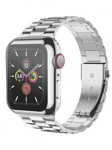 2件套奢华不锈钢表带和TPU表壳，适用于 38mm 40mm 41mm 42mm 44mm 45mm 46mm，时尚智能手表表带+表壳保护套，兼容 Series 11 10 SE3 9 8 7 6 5 4 3 2 1，奢华表带配件，兼容表带 - 銀色 - 查看 3
