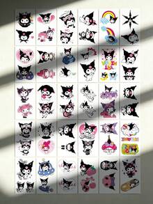 Pegatinas de melodía de oreja negra, a prueba de agua y duraderas, con diseños de dibujos animados lindos para estudiantes - Multicolor - Ver 2