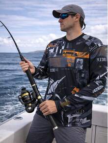 Áo thun dài tay nam in hình cá vược, chất liệu nhẹ, nhanh khô, thích hợp cho hoạt động câu cá ngoài trời. - Nhiều màu - Xem 6