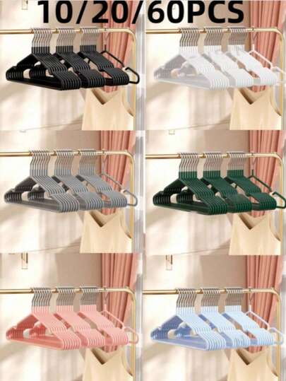 10/20 pièces Cintres de rangement pour adultes, cintres en plastique antidérapants, cintres de luxe légers pour armoire de maison, organisateur de vêtements et de pantalons