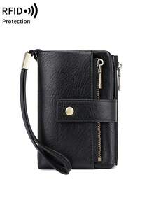 FOREVER MIYIN Cartera de mujer minimalista con bloqueo RFID de triple pliegue, cartera de embrague de gran capacidad con correa desmontable para la muñeca y múltiples ranuras para tarjetas y organizador de tarjetas con cremallera antirobos, cartera de mujer para estilo de negocios casual moderno, adecuada para mujeres trabajadoras de oficina, regalo para cumpleaños/Día del maestro/aniversario/Día de San Valentín - Multicolor - Ver 19