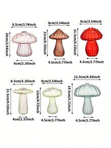 1个蘑菇形玻璃花瓶，创意花瓶，家居桌面装饰，透明水培植物花瓶，生日礼物，适合活动策划者和派对组织者 - 彩色 - 查看 2