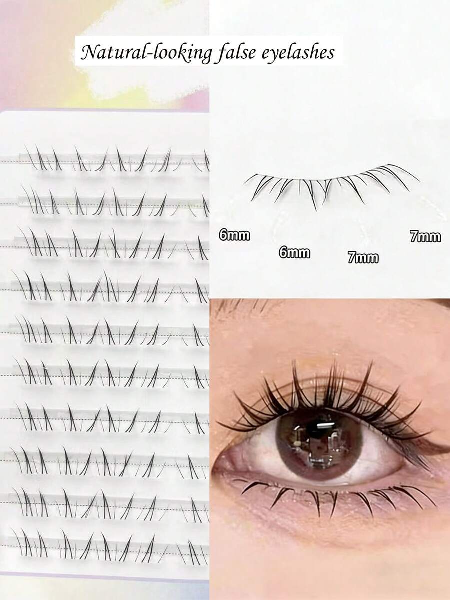 80片装高容量中国风安玲蓉假睫毛，分段卡通自然火焰睫毛 - 查看 1