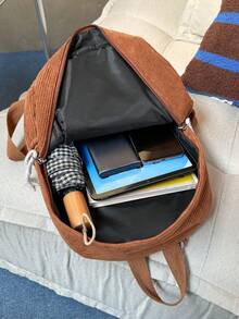 女士可爱笑脸波浪纹法兰绒背包，大容量，轻便透气，多功能，时尚通勤书包 - 彩色 - 查看 10