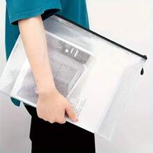 5-Piece Mesh Zipper Bag Set, Available In 5 Colors, Suitable For A3, A4, A5 And Letter Size Documents, Ideal For Organizing School Supplies, Puzzles And Travel Storage. Zipper Document Folders - Art, Data And Drawing Storage Bags With Mesh Design (Random Color) - Sets - View 8