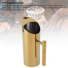 1L 304 Stainless Steel Straight Body Water Pitcher, Spill-Proof Spout Drink Pitcher, Gold For Cocktail Flower Tea Cold Brew,Coffee Service Coffee Accessories - 1L - View 8