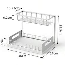 Cesta extraíble de 2 niveles para gabinete de fregadero, estantería de almacenamiento multifuncional para fregadero de baño y cocina - Ver 11