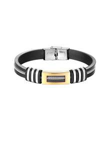 21厘米不锈钢链硅胶手链，可水洗，男士夏季款 - 幾何 - 查看 4