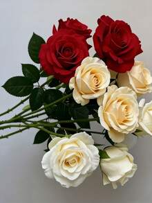 Ramo de boda cautivador 2026 hecho de rosas artificiales de alta gama, decorado con perlas lujosas, adecuado para ocasiones especiales elegantes. Ofrece una variedad de opciones de color, estilos diversos y especificaciones de tamaño. - Amarillo - Ver 3
