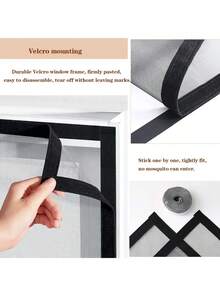 黑色菱形网纱窗家用蚊帐，自粘式防盗隐形纱门，易于安装 - 黑色普通網 - 查看 7