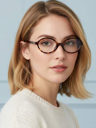 一副女士圆形金属铰链复古时尚眼镜，打造令人无法抗拒的时尚配饰。这是一款非常实用的日常眼镜，专为女性设计，可轻松应对从办公室到您忙碌生活中任何其他场合。可与近视眼镜搭配使用。