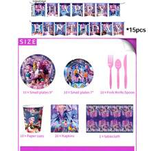 Hasbro Bộ đồ dùng tiệc sinh nhật KPOP Demon Slayer 96 món, gồm đĩa 9/7 inch, cốc 9 oz, dao nĩa, băng rôn, khăn trải bàn và khăn ăn, đồ dùng tiệc anime dùng một lần, thích hợp cho tiệc sinh nhật và lễ tốt nghiệp. - Nhiều màu - Xem 7