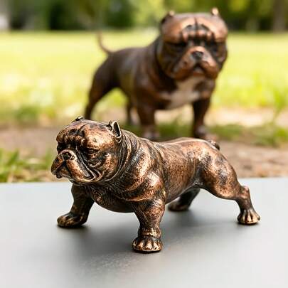 Muscle Bully Dog - Zinc Alloy Material Statue, Pitbull Sculpture For Home And Office Decoration, Desktop Collectible Ornament, Christmas Gift