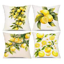 4pcs Summer Lemon Pattern Pillow Covers, Nordic Minimalist Style Sofa Cushion Covers, Washable (Pillow Inserts Not Included) - Multicolor - View 14