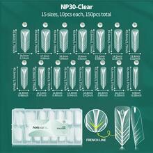 150个透明/红色法式美甲延长模具盒，亚克力凝胶快速加厚全覆盖美甲延长顶模 - 彩色 - 查看 8