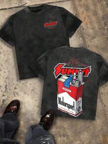 Racing T Shirts Men, Summit Motorsport Spark Plug Graphic, 230g Washed Cotton Crew Neck Short Sleeve T-Shirt, Retro Car Culture, Streetwear, Big And Tall, Summer, Free Shipping - màu đen - Xem 7
