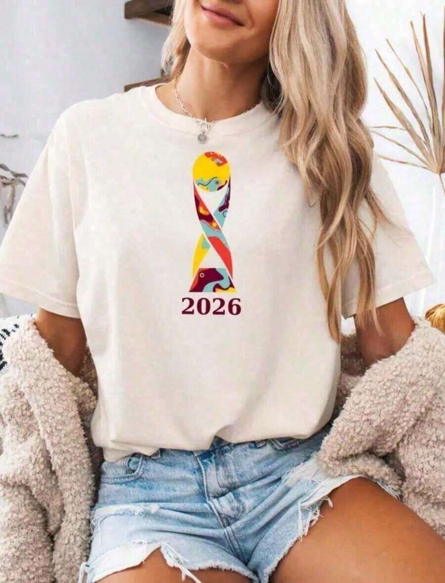 2026 World Cup T Shirt, Cup 2026 Shirt, Soccer Fan Tee, Football World Cup Shirt, World Cup 2026 Graphic Tee, Soccer Lover Gift RJV4 - 白色 2 - 查看 1