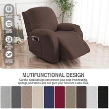 Genina Funda impermeable para silla reclinable fundas elásticas para sofá reclinable con bolsillos fundas lavables para sofá reclinable Lazy Boy protector de sofá a prueba de fugas para niños - Chocolate - Ver 5