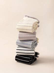 5 đôi tất ống bằng cotton dành cho nữ, độ co giãn cao, thoải mái, màu trơn, phù hợp cho cả mặc hàng ngày và công sở, mùa xuân/hè. - Nhiều màu - Xem 4