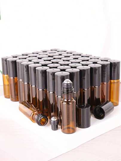 15pcs Mini Amber Perfume Roll-On Bottle Set, Glass Refillable Bottles, For Essential Oils, Makeup Remover, Insect Repellent, Compact & Portable, Suitable For Travel, Business Trip, Outing, Party, Back To School