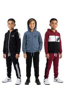 Boys' Winter Warm Fleece Tracksuit Set, Sizes 1 To 12 Years - 駝色 - 查看 3