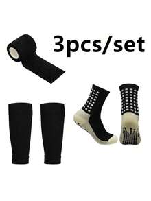 3 pares de calentadores de piernas deportivos antideslizantes unisex, calentadores de piernas para fútbol - Multicolor - Ver 10