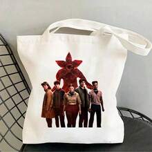 1个《怪奇物语》第五季最终版周边印花帆布包，手提单肩时尚学生帆布包，新年礼物，情人节礼物，复活节礼物[随机款式] - 彩色 - 查看 5