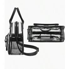Ubysoyi Designed Handbag Clear Bag Large Capacity Stadium Approved Transparent Tote Bag Shoulder Bag Clear Bag Outdoor Sport Bag Lightweight Daily Crossbody Bag With Adjustable Strap With Bag Pendant For Women/Unisex Beach Waterproof Handbag For Concert Sport School Swimming Travel Vacation See Through Beach Storage Bag - 黑色 - 查看 7
