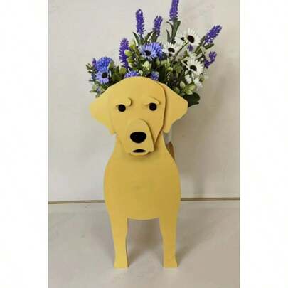 1pc Yellow Labrador Dog Planter, Plant Container Holder, Animal Floral Pot, Garden Decor, Desktop Garden Decoration