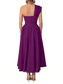 Women's Sleeveless Solid Color Dress With Pockets And Side Slit, Elegant Summer - Bold Plum - View 2