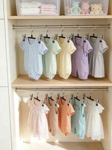 8pcs Stainless Steel Skirt Clips, Coated Pants Hangers, Clothes Drying Clips, Household Wrinkle-Free Non-Slip - Shining Black - View 4