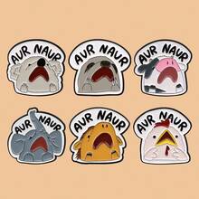 卡通大象考拉奶牛珐琅徽章趣味动物语录胸针翻领别针徽章背包服装配饰时尚珠宝朋友礼物 - 黑色 - 查看 6