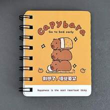 1pc Capybara Spiral Notebook Cute Water Vole Cartoon Student Memo Pad, Portable Wrong Answer & Vocabulary Book (Random) - Multicolor - View 12