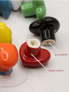 2个陶瓷心形橱柜把手，抛光金属表面，粉色心形抽屉拉手，适用于橱柜、家具和鞋架 - 彩色 - 查看 6