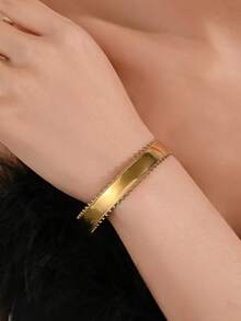 2pcs/Set 18K Gold Plated Stainless Steel Water Drop Bracelet & Ring Set, Women Jewelry, Wedding Party, Dating Gift - Yellow Gold - View 2