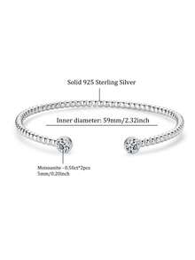 XUJIA 1 pieza Pulsera de plata de ley 925 con moissanita, color D 5mm*2 piezas talla redonda, regalo de compromiso, boda o cumpleaños para mujeres - BMO-043 - Ver 6