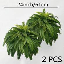 1/2株仿真波士顿蕨 - 21英寸逼真绿色植物 - 栩栩如生的悬挂植物，适合家居、办公室、花园 - 室内外装饰 - 圣诞派对装饰 - 綠色 - 查看 7