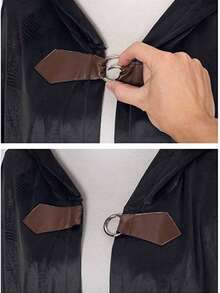 男士连帽斗篷服装，海盗长袍，适合复活节假日派对外套 - 黑色 - 查看 5