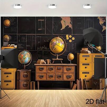 Bản đồ du lịch 2D dạng máy bay, banner 2D chủ đề du lịch cổ điển, với hình ảnh vali và quả địa cầu, thích hợp làm phông nền chụp ảnh và trang trí hoạt động, phù hợp làm banner tiệc, nhiều kích cỡ và bối cảnh để lựa chọn.