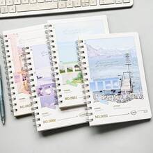 A5螺旋笔记本，66页，横格纸，加厚封面，办公用品，学生学习笔记本，烫金封面硬面笔记本 - A5 - 查看 5