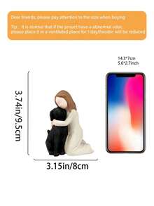 1件经典树脂女孩拥抱狗狗雕塑，动物主题感恩节户外装饰，落地式花园雕像，天使狗狗纪念雕塑，无需电池或电源，适合家居装饰、卧室、办公室、学生使用、婚礼、派对装饰，最佳礼物之选，送给朋友的生日礼物 - 彩色 - 查看 9