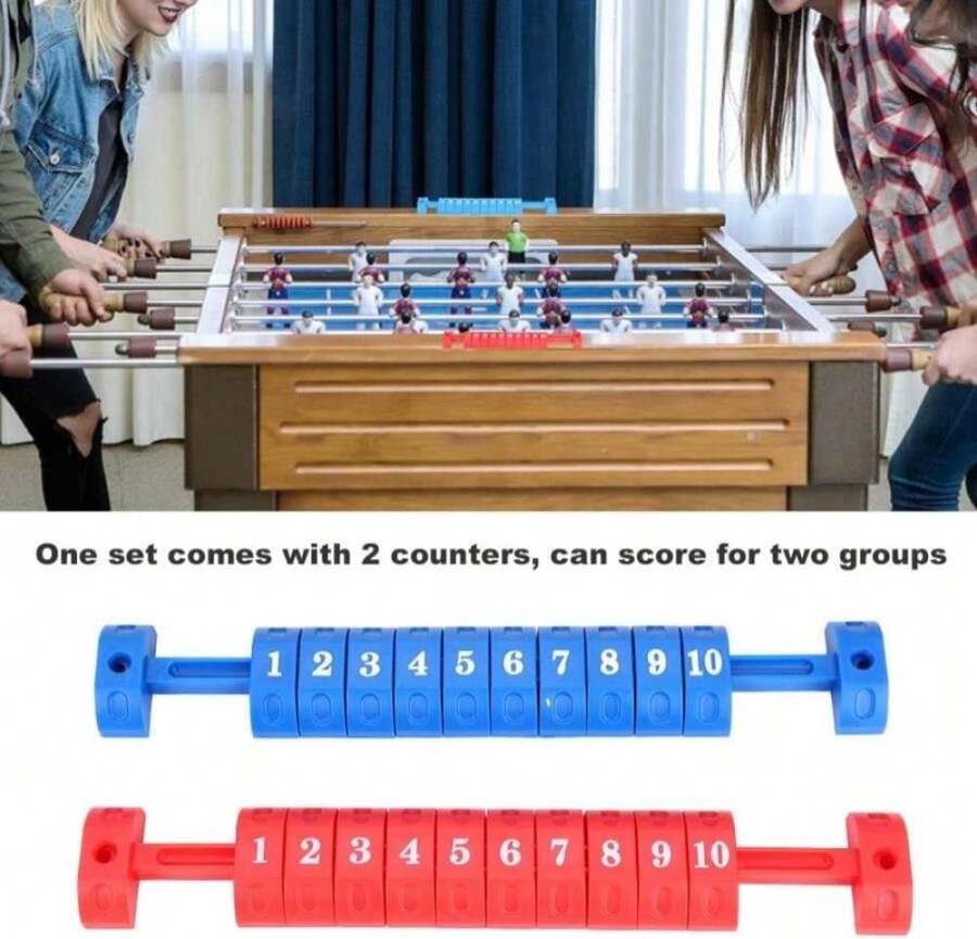 Luatoxry Foosball Ball Score Counter, 10 Numbers 2Pcs Table Football Scoring Counters, Plastic Foosball Table Scoring Counter, Red And Blue Foosball Scoreboard, 105x16inch - White - View 1