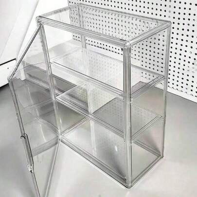 1pc Multi-Functional Transparent Acrylic Storage Box - Dust-Proof Display Case Suitable For Models, Tools And Books | Transparent Storage Container, Product Display Rack, Bag Storage, Toy Storage, Shoe Storage, Cosmetic Storage (Removable Divider)
