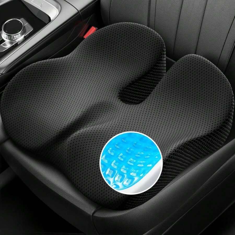 ZIKEE Car Seat Cushion For Driving With Cooling Gel, Ergonomic Memory Foam Seat Cushion For Car Provides Sciatica, Back, Tailbone Pain Relief And Intimate Ventilation, Anti-Slip &Amp; Breathable Cover - MàuA - Xem 1