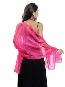 1PC Fashion Elegant Vacation Style Blue Shimmer Evening Dress Party Bridal Cloud Shoulder Suitable For Women's Daily Vacation And Evening Dress Matching 200*68cm/78*26.5in - Multicolor - View 7