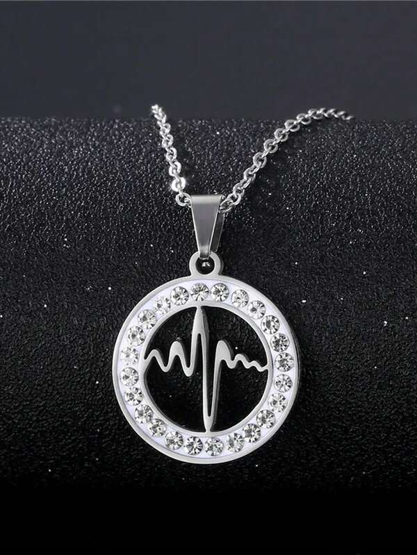 Collar colgante con latido del corazón romántico, gargantilla con ritmo circular, joyería exquisita y brillante para mujeres, un regalo verdaderamente significativo para aniversario/cumpleaños.