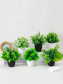 Artificial Plant Potted, Simulated Green Plant, Indoor Outdoor Decor, Plastic Bonsai, Home Decoration - Multicolor - View 6